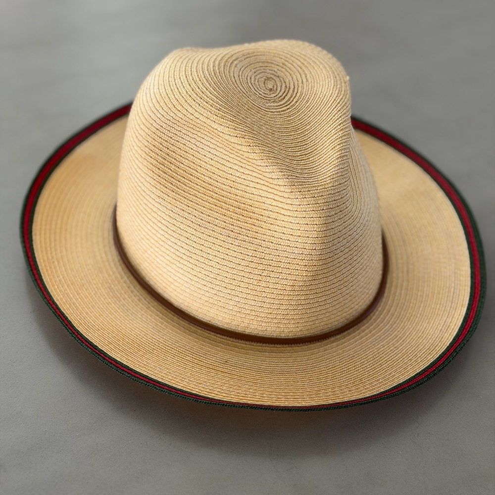 New! Gucci Straw Fedora Hat in Beige with Red-Green Trim - Unbranded size M 57
